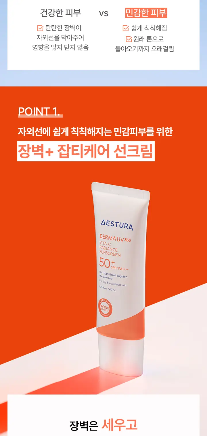 [5월 올영픽] (50%용량증정) 에스트라 더마UV365 비타C 광채수분 선크림 40ml 기획(+20ml) 상세페이지 3